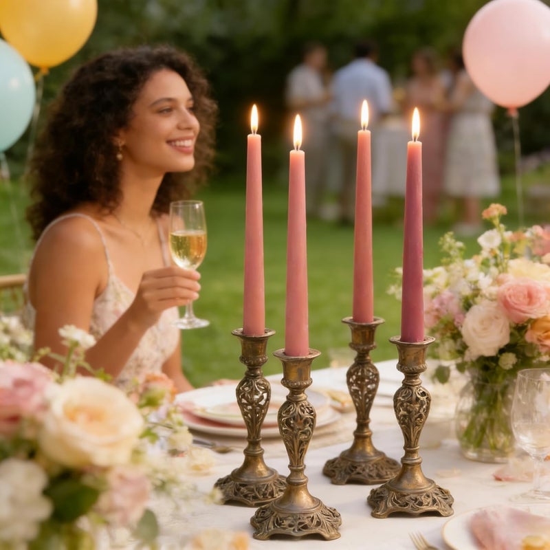 Sihuida 12-Pack Gradient Dusty Rose Taper Candles, 10 Inch Unscented Dripless Candlesticks, Long-Lasting Burn Time of 7-8 Hours, Perfect for Dinners Parties and Home Décor - Image 3